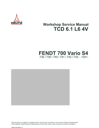 Deutz TCD 6.1 L6 4V Engine Service Repair Manual Instant Download