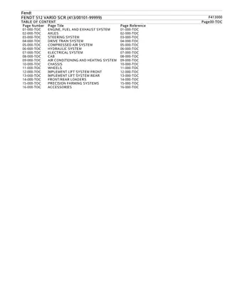 FENDT 512 VARIO SCR (41300101-99999) Tractor Parts Catalogue Manual Instant Download (Part No. F413000)