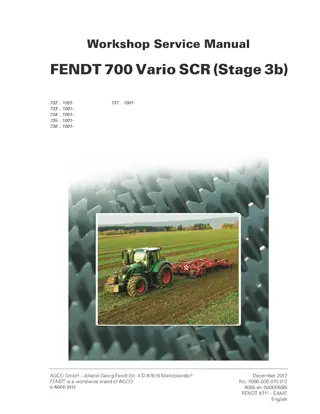 Fendt 714 716 718 720 722 724 Vario SCR (Stage 3b) Tractor Service Repair Manual Instant Download (Part No. X990.005.070.012)