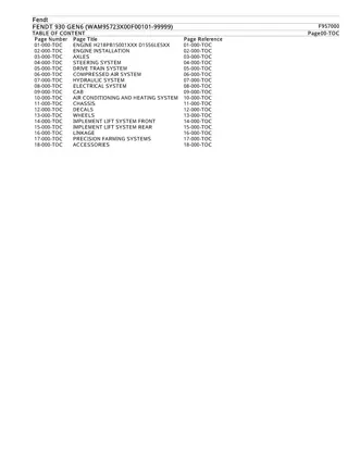 FENDT 930 GEN6 (WAM95723X00F00101-99999) Tractor Parts Catalogue Manual Instant Download (Part No. F957000)