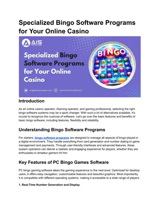 Specialized Bingo Software Programs for Your Online Casino