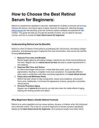 How to Choose the Best Retinol Serum for Beginners