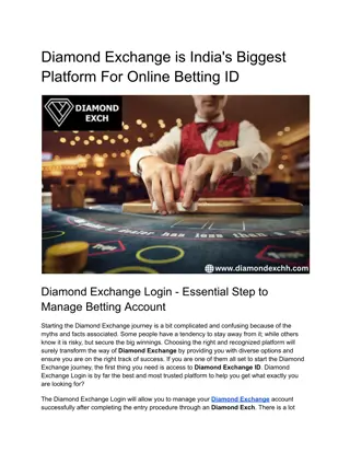 Diamond Exchange is India's Biggest Platform For Online Betting ID