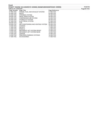 FENDT 1042 NA S4 (52800101-05000) (WAM528XXX00F05001-99999) Tractor Parts Catalogue Manual Instant Download (Part No. F528105)