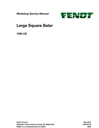 Fendt 1290 UD Large Square Baler Service Repair Manual Instant Download (Part No. 79037317B)