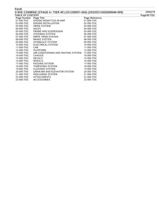 Fendt 5185E COMBINE (STAGE 4  TIER 4F) (551200001-043) (ZN205512X03000044-999) Parts Catalogue Manual Instant Download (Part No. 3906379)