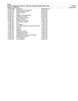 Fendt 5185E COMBINE (STAGE 4  TIER 4F) (ZN205512X03010001-999) Parts Catalogue Manual Instant Download (Part No. 6246520)