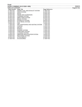 Fendt 5220E COMBINE (551510001-999) Parts Catalogue Manual Instant Download (Part No. 3906035)