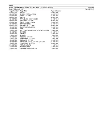 Fendt 5255L COMBINE (STAGE 3B  TIER 4I) (555000001-999) Parts Catalogue Manual Instant Download (Part No. 3906389)