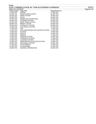 Fendt 5275C COMBINE (STAGE 3B  TIER 4I) (553900001-553900030) Parts Catalogue Manual Instant Download (Part No. 3906391)