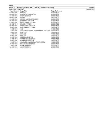 Fendt 5275C COMBINE (STAGE 3B  TIER 4I) (553900031-999) Parts Catalogue Manual Instant Download (Part No. 3906471)