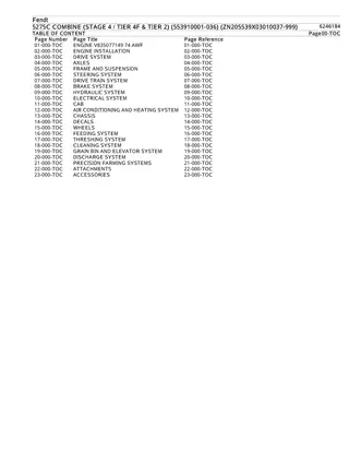 Fendt 5275C COMBINE (STAGE 4  TIER 4F & TIER 2) (553910001-036) (ZN205539X03010037-999) Parts Catalogue Manual Instant Download (Part No. 6246184)