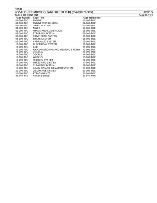 Fendt 5275C PL-I COMBINE (STAGE 3B  TIER 4I) (554000079-999) Parts Catalogue Manual Instant Download (Part No. 3906472)