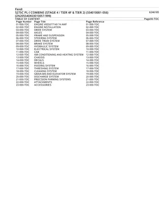 Fendt 5275C PL-I COMBINE (STAGE 4  TIER 4F & TIER 2) (554010001-056) (ZN205540X03010057-999) Parts Catalogue Manual Instant Download (Part No. 6246185)