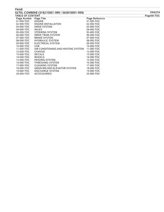 Fendt 6270L COMBINE (318210001-999  565810001-999) Parts Catalogue Manual Instant Download (Part No. 3906254)