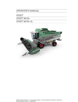 Fendt 9470X  9470 X AL Combine Operator Manual Instant Download (Part No. D3152100M1)