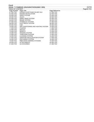 Fendt IDEAL 7 COMBINE (ZN2G0007V03020001-999) Parts Catalogue Manual Instant Download (Part No. 652702)