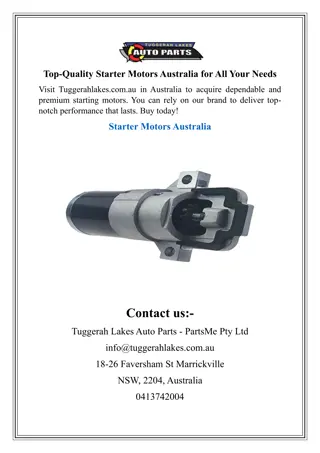 Top-Quality Starter Motors Australia for All Your Needs