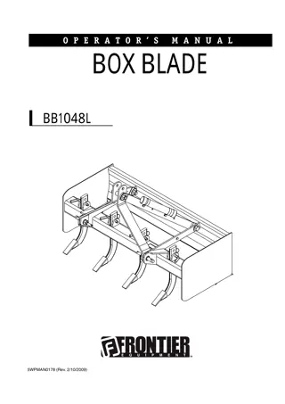 John Deere Frontier BB1048L Box Blade Operator’s Manual Instant Download (Publication No. 5WPMAN0178)