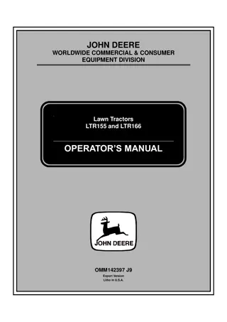 John Deere LTR155 Lawn Tractors Operator’s Manual Instant Download (PIN020001-) (Publication No.OMM142397)