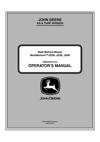 John Deere Mowmentum™ JS28 Walk-Behind Mower Operator’s Manual Instant Download (pin.010001-) (Publication No.OMGX24373)