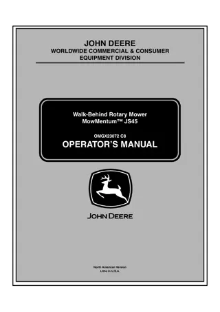 John Deere Mowmentum™ JS45 Walk-Behind Rotary Mower Operator’s Manual Instant Download (pin.010001-) (Publication No.OMGX23072)