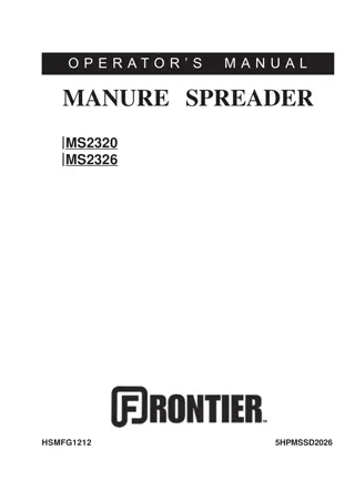 John Deere MS2320 MS2326 Manure Spreader Operator’s Manual Instant Download (Publication No.5HPMSSD2026)