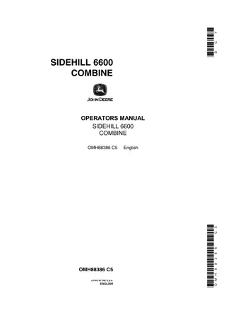 John Deere Sidehill 6600 Combine Operator’s Manual Instant Download (Publication No.OMH88386)