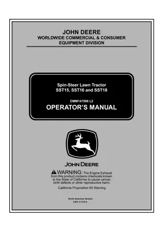 John Deere SST15 Spin-Steer Lawn Tractor Operator’s Manual Instant Download (pin.050001-) (Publication No.OMM147096)