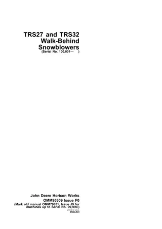 John Deere TRS27 Walk-Behind Snowblowers Operator’s Manual Instant Download (pin.100001-) (Publication No.OMM95309)