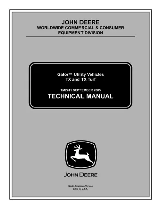 John Deere Tx & Tx Turf Gator Utility Vehicle Service Repair Manual Instant Download (TM2241)