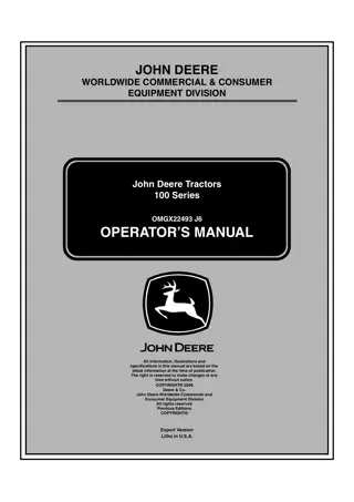 John Deere X110 Lawn Tractors Operator’s Manual Instant Download (PIN010001-) (Publication No. omgx22493)