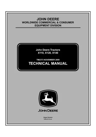 John Deere X110 Tractor Service Repair Manual Instant Download