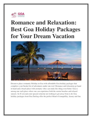 Romance and Relaxation Best Goa Holiday Packages for Your Dream Vacation