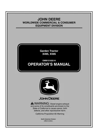 John Deere X495 Lawn and Garden Tractors Operator’s Manual Instant Download (PIN040000-) (Publication No.OMM151820)