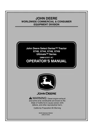 John Deere X700 Ultimate™ Series Tractors Operator’s Manual Instant Download (PIN030001-) (Publication No.OMM157071)