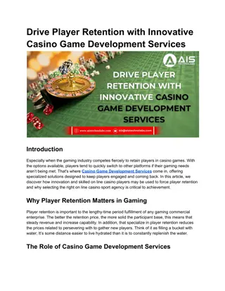 Drive Player Retention with Innovative Casino Game Development Services