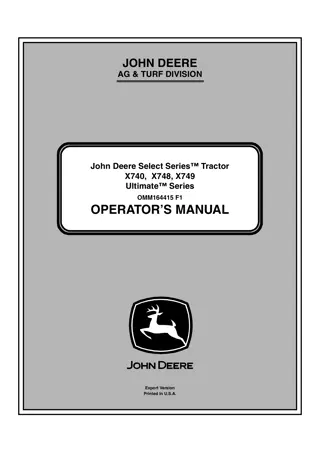 John Deere X740 Ultimate™ Series Tractors Operator’s Manual Instant Download (PIN070001-) (Publication No.OMM164415)