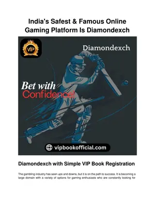 India's Safest & Famous Online Gaming Platform Is Diamondexch