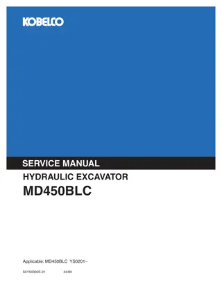 Kobelco MD450BLC Hydraulic Excavator Service Repair Manual Instant Download (Book Code No. S5YS0002E)