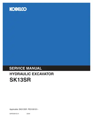 Kobelco SK13SR Hydraulic Excavator Service Repair Manual Instant Download (Book Code No. S5PE0001E-01)