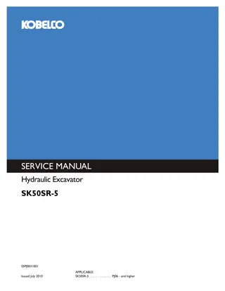 Kobelco SK50SR-5 Hydraulic Excavator Service Repair Manual Instant Download (Book Code No. S5PJ0031E01)