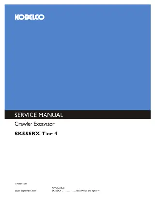 Kobelco SK55SRX Tier 4 Crawler Excavator Service Repair Manual Instant Download (Book Code No. S5PS0001E01)