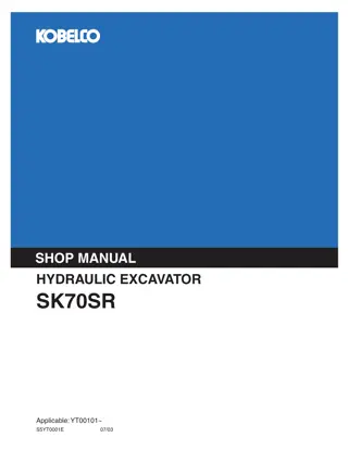 Kobelco SK70SR HYDRAULIC EXCAVATOR Service Repair Manual Instant Download (Book Code No. S5YT0001E)