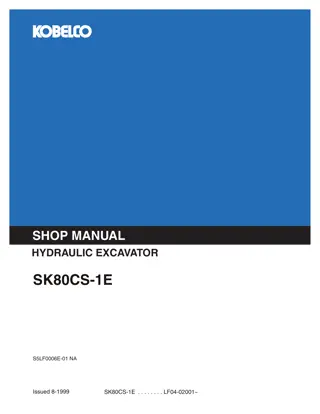 Kobelco SK80CS-1E HYDRAULIC EXCAVATOR Service Repair Manual Instant Download (Book Code No. S5LF0006E-01)