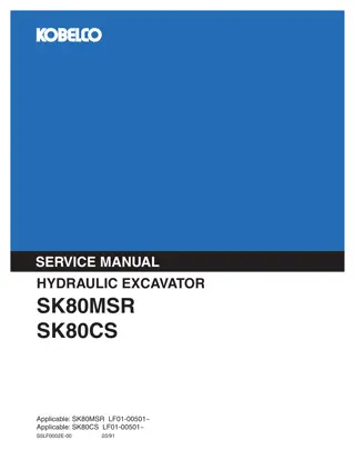 Kobelco SK80MSR SK80CS HYDRAULIC EXCAVATOR Service Repair Manual Instant Download (Book Code No. S5LF0002E)