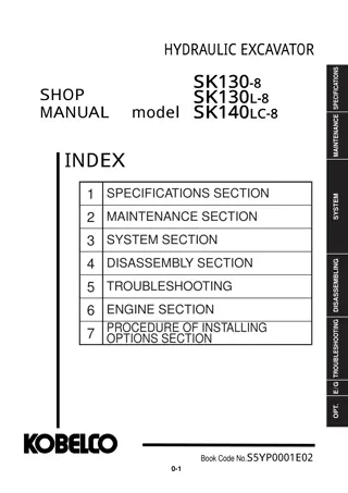 Kobelco SK130-8, SK130L-8, SK140LC-8 HYDRAULIC EXCAVATOR Service Repair Manual Instant Download (Book Code No. S5YP0001E02)