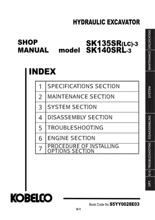 Kobelco SK135SRLC-3, SK140SRL-3 HYDRAULIC EXCAVATOR Service Repair Manual Instant Download (Book Code No. S5YY0028E03)