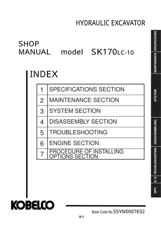 Kobelco SK170LC-10 HYDRAULIC EXCAVATOR Service Repair Manual Instant Download (Book Code No. S5YM0007E02)