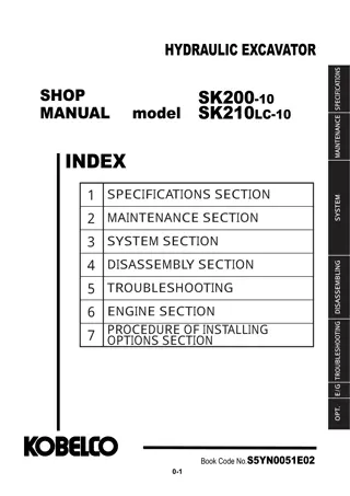 Kobelco SK200-10, SK210LC-10 HYDRAULIC EXCAVATOR Service Repair Manual Instant Download (Book Code No. S5YN0051E02)